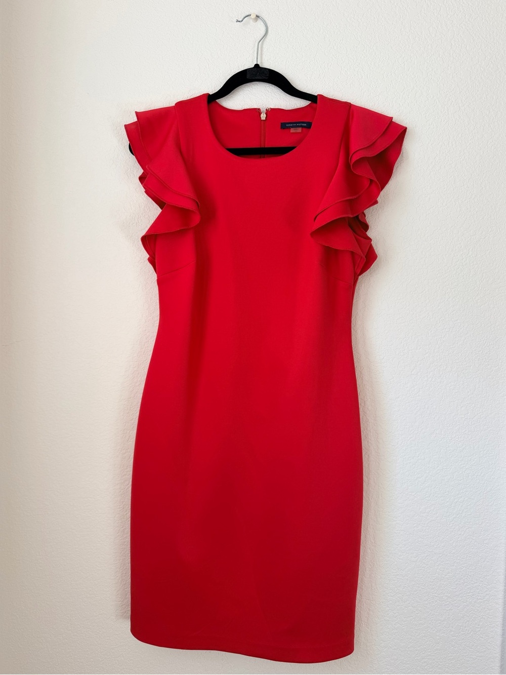 Tommy Hilfiger Red Ruffle-Sleeve Sheath Dress